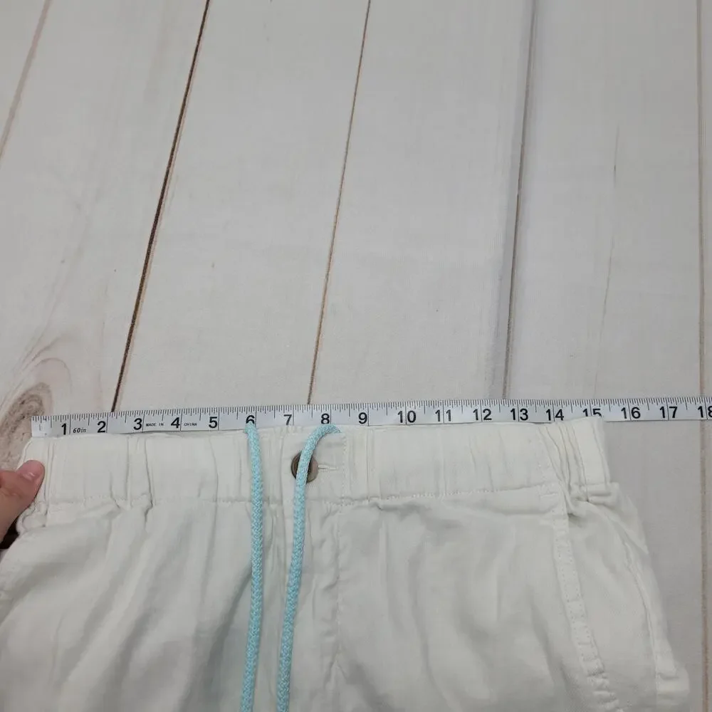 Tommy Bahama white linen chino pants elastic drawstring waist island beach M
